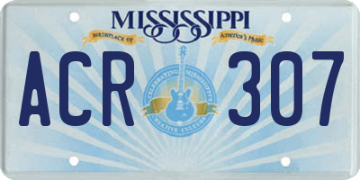 MS license plate ACR307