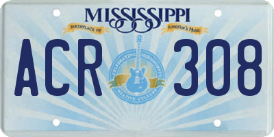 MS license plate ACR308