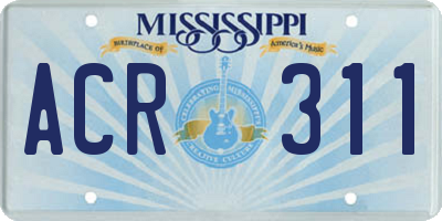 MS license plate ACR311