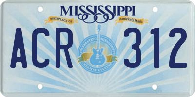 MS license plate ACR312