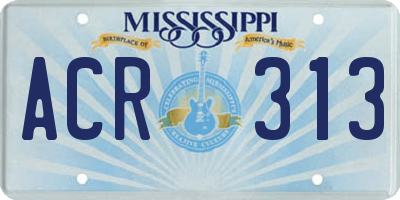 MS license plate ACR313
