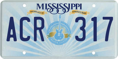 MS license plate ACR317