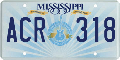 MS license plate ACR318