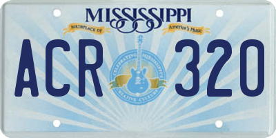 MS license plate ACR320