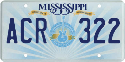 MS license plate ACR322