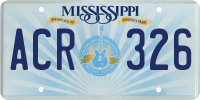 MS license plate ACR326