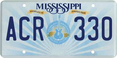 MS license plate ACR330