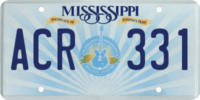 MS license plate ACR331