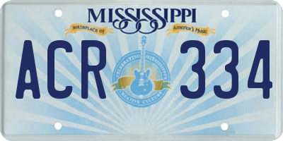 MS license plate ACR334