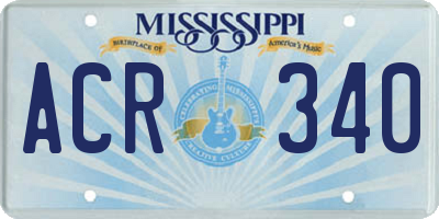 MS license plate ACR340