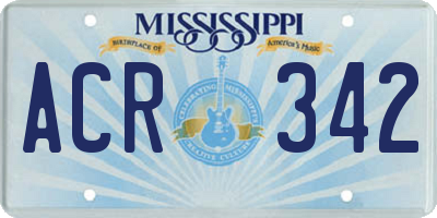MS license plate ACR342