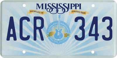 MS license plate ACR343
