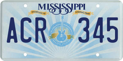 MS license plate ACR345