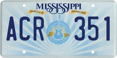 MS license plate ACR351