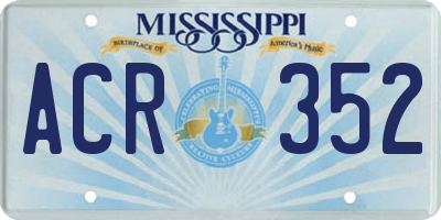 MS license plate ACR352