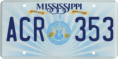 MS license plate ACR353