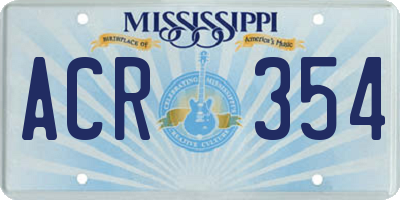 MS license plate ACR354