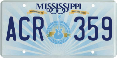 MS license plate ACR359