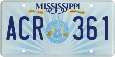 MS license plate ACR361