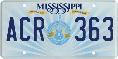 MS license plate ACR363