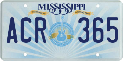 MS license plate ACR365