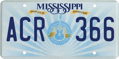 MS license plate ACR366