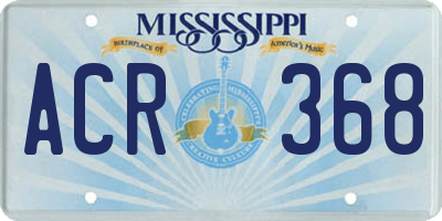 MS license plate ACR368