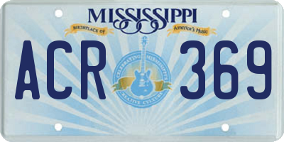 MS license plate ACR369