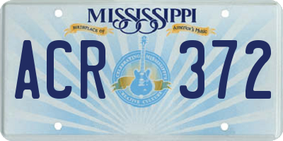 MS license plate ACR372