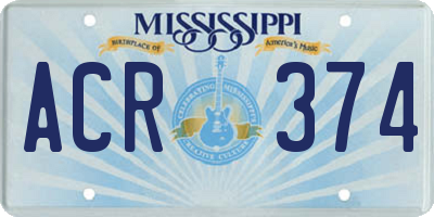 MS license plate ACR374