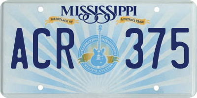 MS license plate ACR375