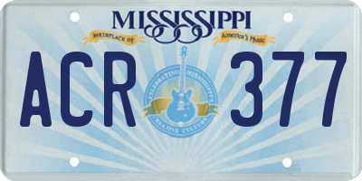 MS license plate ACR377