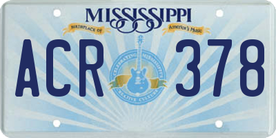 MS license plate ACR378