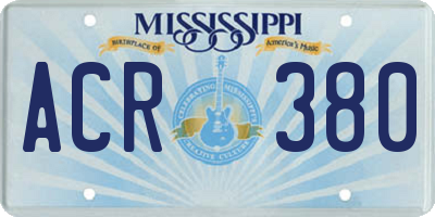 MS license plate ACR380