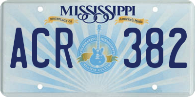 MS license plate ACR382