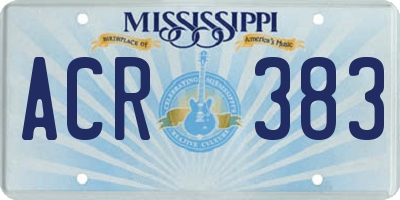 MS license plate ACR383