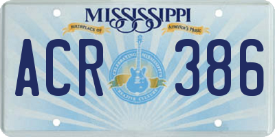 MS license plate ACR386