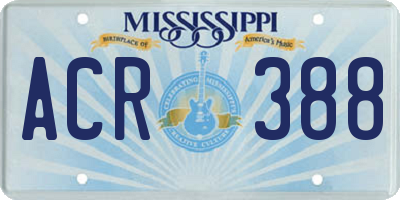 MS license plate ACR388