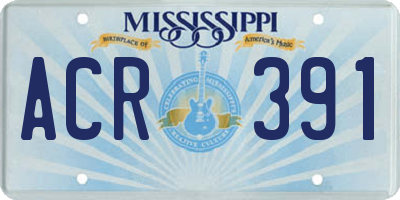 MS license plate ACR391