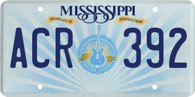 MS license plate ACR392