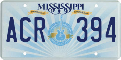 MS license plate ACR394