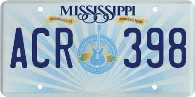 MS license plate ACR398