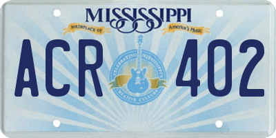 MS license plate ACR402