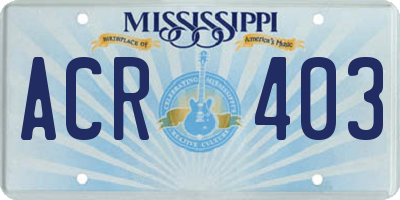 MS license plate ACR403