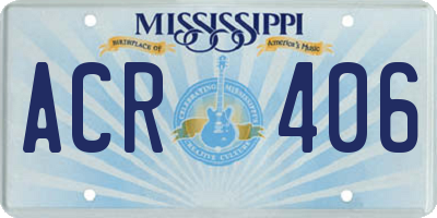 MS license plate ACR406