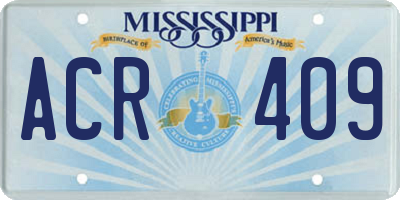 MS license plate ACR409