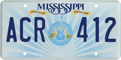 MS license plate ACR412