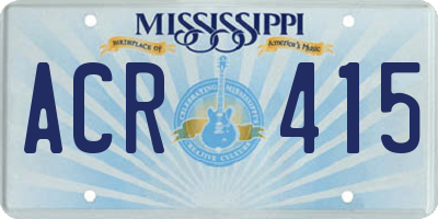 MS license plate ACR415