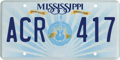 MS license plate ACR417