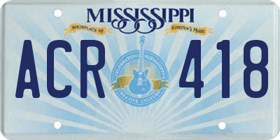 MS license plate ACR418